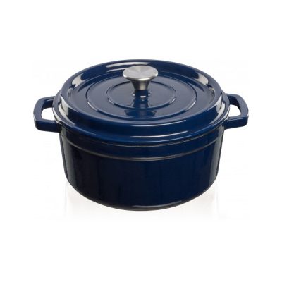 Grandfeu Enamelled Cast Iron Pot in Blue, 4.7l. With Lid