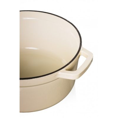 Grandfeu Enamelled Cast Iron Pot in White, 4.7l. With Lid