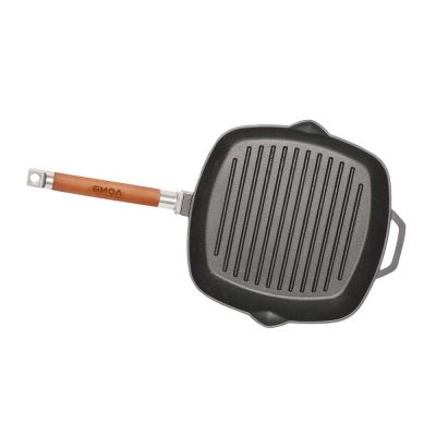 Ribbed cast iron grill frying pan, 280x280mm, H 45mm.