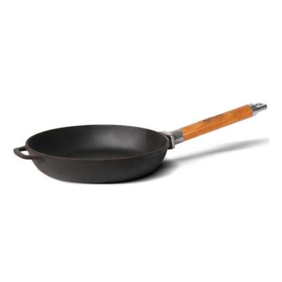 Deep cast iron frying pan, 280x280mm, H 66mm.