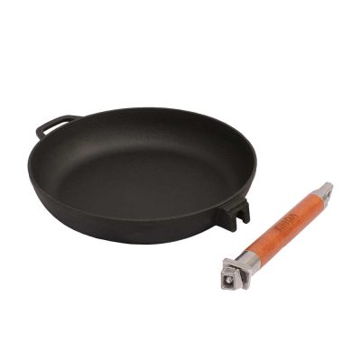 Deep cast iron frying pan, 280x280mm, H 66mm.
