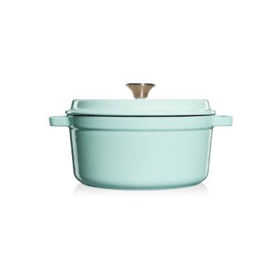 Grandfeu Enamelled Cast Iron Pot in Light Blue, 3.5l. With Lid